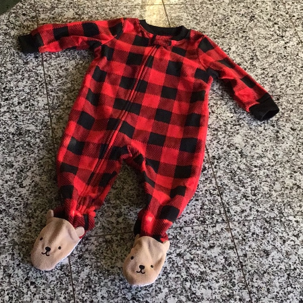 NWOT Carter’s Red and Black Plaid One-Piece Footed Pajamas